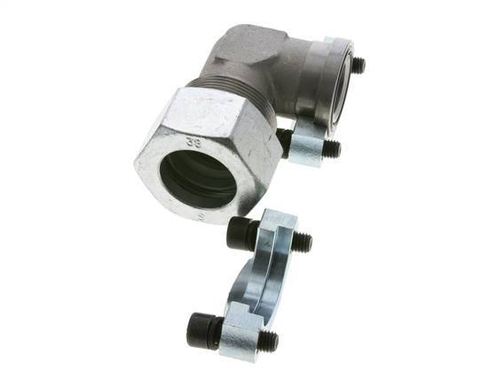 Codo de 1-1/4'' Brida SAE 3000 PSI Acero con 38S (M52x2) ISO 6162-1