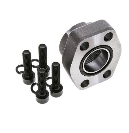 Brida SAE 1-1/4'' Acero liso 3000 PSI con roscas hembra G1-1/4'' ISO 6162-1