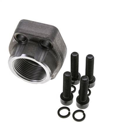 Brida SAE 1-1/4'' Acero liso 3000 PSI con roscas hembra G1-1/4'' ISO 6162-1