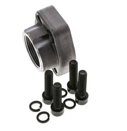 Brida SAE 1-1/4'' Acero liso 3000 PSI con roscas hembra G1-1/4'' ISO 6162-1