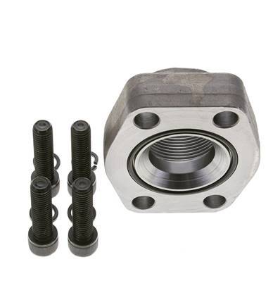2'' SAE Flange 3000 PSI Plain Steel with G1-1/2'' Female Threads ISO 6162-1