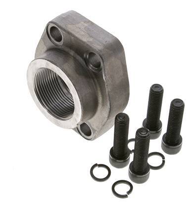 2'' SAE Flange 3000 PSI Plain Steel with G1-1/2'' Female Threads ISO 6162-1
