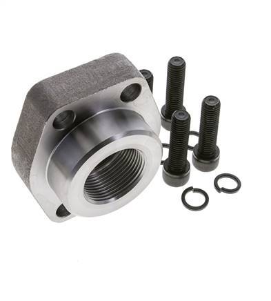 2'' SAE Flange 3000 PSI Plain Steel with G1-1/4'' Female Threads ISO 6162-1