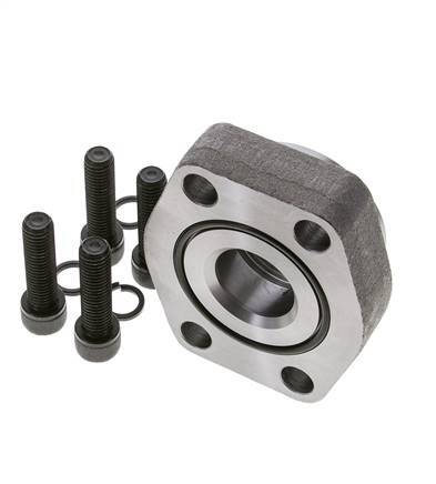 2'' SAE Flange 3000 PSI Plain Steel with G1-1/4'' Female Threads ISO 6162-1