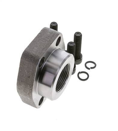 2'' SAE Flange 3000 PSI Plain Steel with G1-1/4'' Female Threads ISO 6162-1