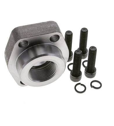 2'' SAE Flange 3000 PSI Plain Steel with G1-1/4'' Female Threads ISO 6162-1