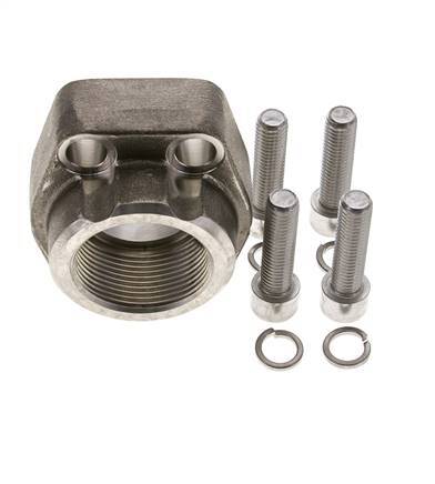 1-1/2'' SAE Flange 3000 PSI Stainless Steel with G1-1/2'' Female Threads ISO 6162-1