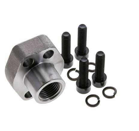 Brida SAE de 1/2'' 6000 PSI de acero liso con roscas hembra G1/2'' ISO 6162-2