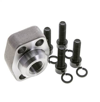 Brida 3/4'' SAE 6000 PSI Acero liso con rosca hembra G1/2'' ISO 6162-2