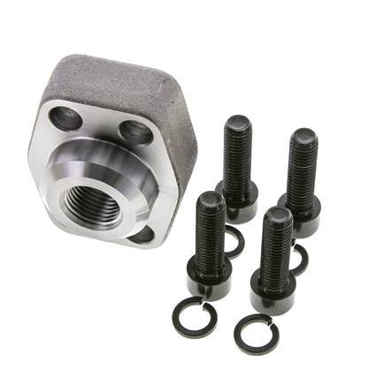 Brida 3/4'' SAE 6000 PSI Acero liso con rosca hembra G1/2'' ISO 6162-2