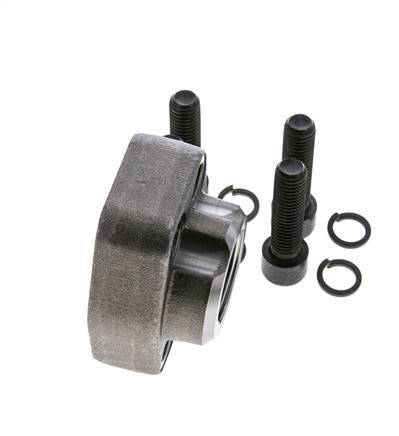 Brida SAE de 1'' 6000 PSI de acero liso con roscas hembra G1'' ISO 6162-2