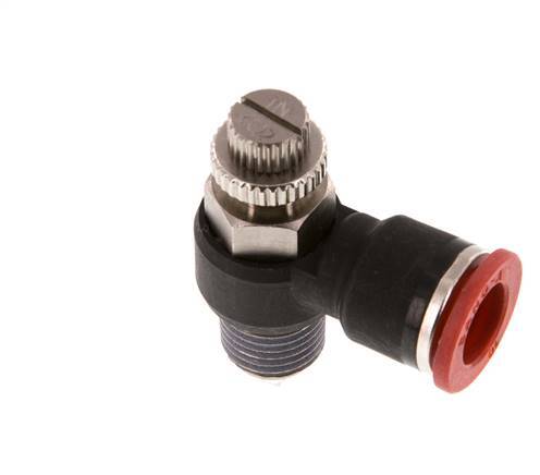 Silenciador de control de flujo Codo de entrada del medidor 10 mm - R1/4'' Latón/PA 66