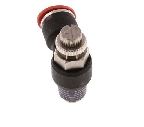 Silenciador de control de flujo Codo de entrada del medidor 10 mm - R1/4'' Latón/PA 66