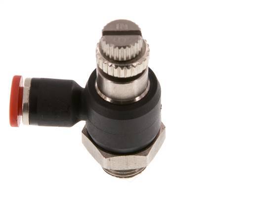 Silenciador de control de flujo Codo de entrada al medidor 4 mm - G1/8'' Latón/PA 66