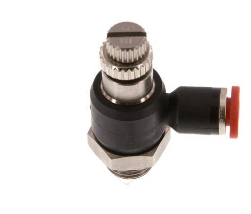 Silenciador de control de flujo Codo de entrada al medidor 4 mm - G1/8'' Latón/PA 66