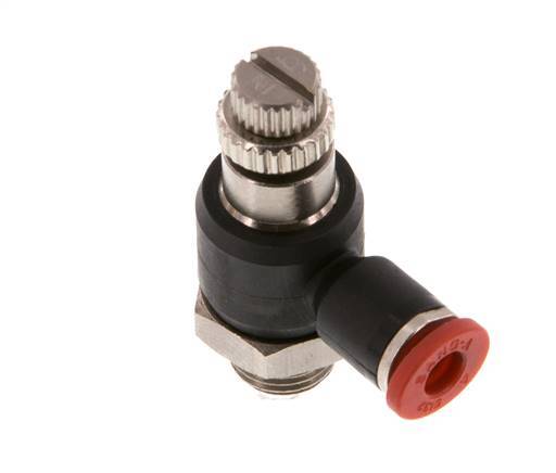 Silenciador de control de flujo Codo de entrada al medidor 4 mm - G1/8'' Latón/PA 66