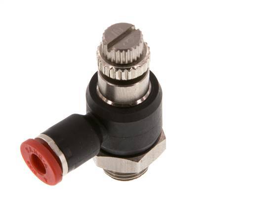 Silenciador de control de flujo Codo de entrada al medidor 4 mm - G1/8'' Latón/PA 66