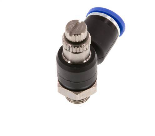Silenciador de control de flujo Codo de salida de contador 8 mm - G1/8'' Latón/PA 66