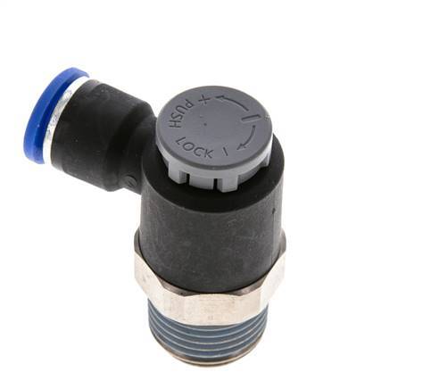 Válvula de control de flujo Codo de salida del medidor 10 mm - R1/2'' Latón/PA 66 Tuerca de seguridad