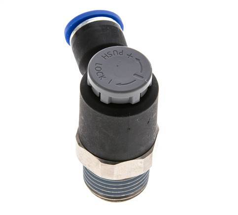 Válvula de control de flujo Codo de salida del medidor 10 mm - R1/2'' Latón/PA 66 Tuerca de seguridad
