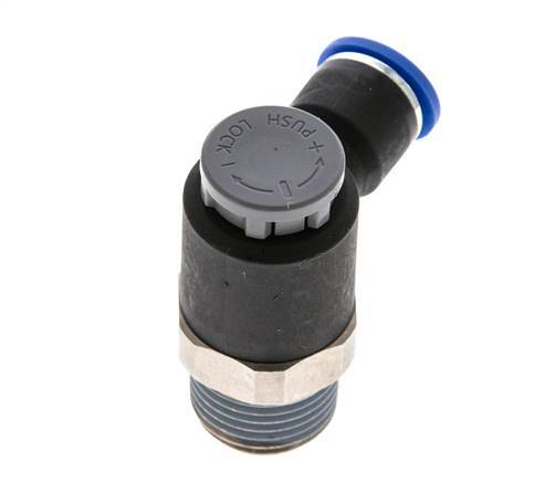 Válvula de control de flujo Codo de salida del medidor 10 mm - R1/2'' Latón/PA 66 Tuerca de seguridad