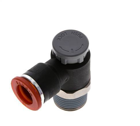Válvula de control de flujo Codo de entrada al medidor 10 mm - R3/8'' Latón/PA 66 Tuerca de seguridad
