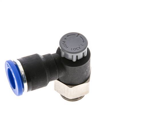 Válvula reguladora de caudal Codo de salida de contador 10 mm - G1/4'' Latón/PA 66 Tuerca de seguridad
