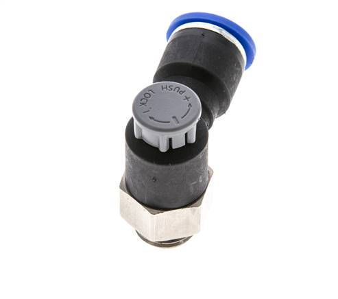 Válvula reguladora de caudal Codo de salida de contador 10 mm - G1/4'' Latón/PA 66 Tuerca de seguridad