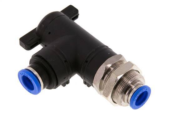 Válvula de bola de 2 vías con codo 10 mm de plástico/latón