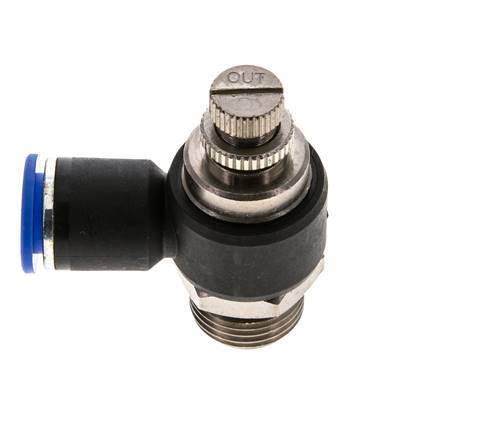 Silenciador de control de flujo Codo de salida de contador 12 mm - G1/2'' Latón/PA 66