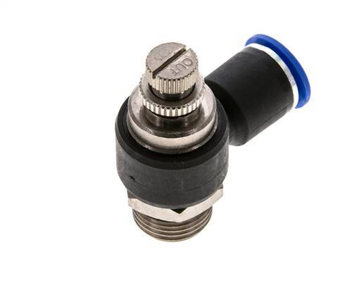 Silenciador de control de flujo Codo de salida de contador 12 mm - G1/2'' Latón/PA 66