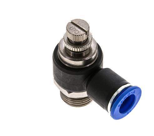 Silenciador de control de flujo Codo de salida de contador 12 mm - G1/2'' Latón/PA 66