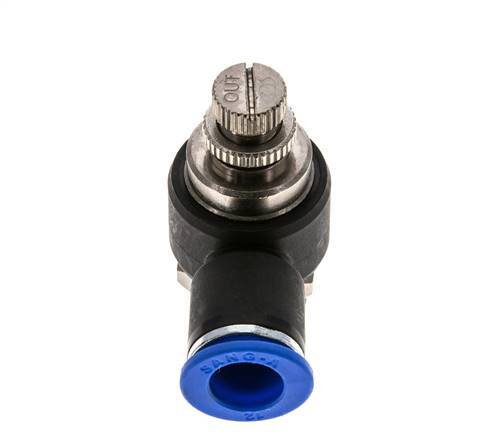 Silenciador de control de flujo Codo de salida de contador 12 mm - G1/2'' Latón/PA 66