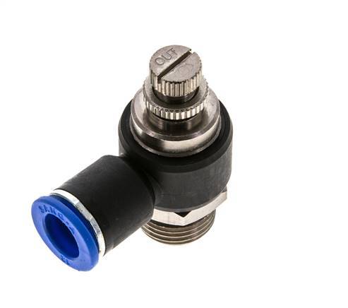 Silenciador de control de flujo Codo de salida de contador 12 mm - G1/2'' Latón/PA 66