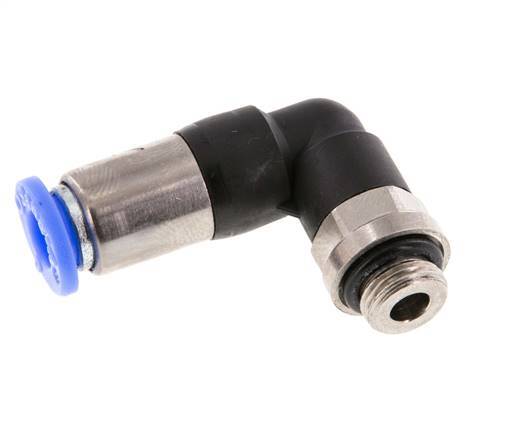 Racor rápido 6mm y G1/8'' Codo macho autoblocante Latón/PBT 0-10bar (0-145psi) [2 Piezas]