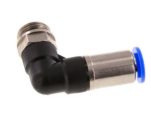 Racor de 12mm y G1/2'' Codo autoblocante macho Latón/PBT 0-10bar (0-145psi)