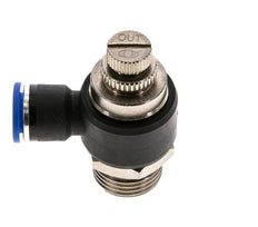 Silenciador de control de flujo Codo de salida de contador 10 mm - G1/2'' Latón/PA 66