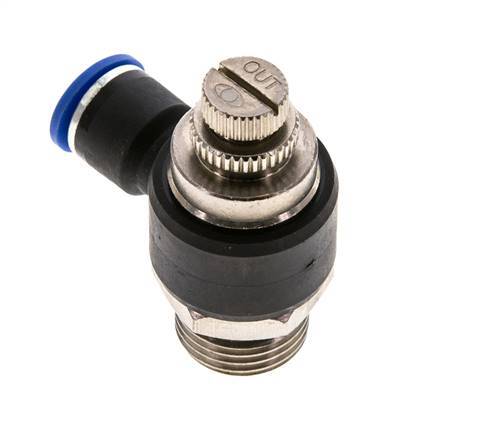 Silenciador de control de flujo Codo de salida de contador 10 mm - G1/2'' Latón/PA 66