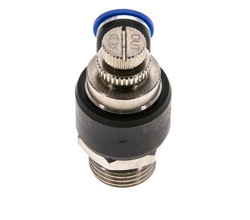 Silenciador de control de flujo Codo de salida de contador 10 mm - G1/2'' Latón/PA 66