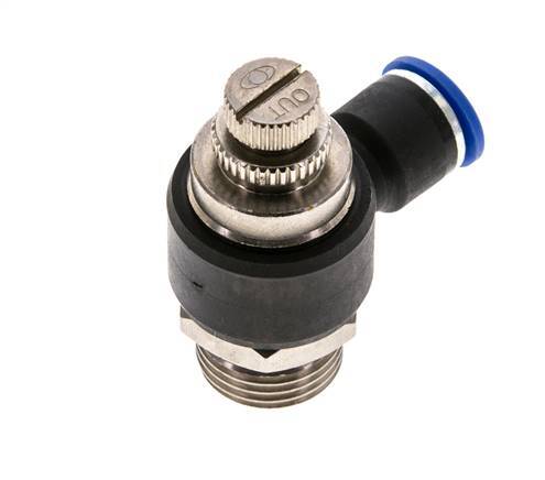 Silenciador de control de flujo Codo de salida de contador 10 mm - G1/2'' Latón/PA 66