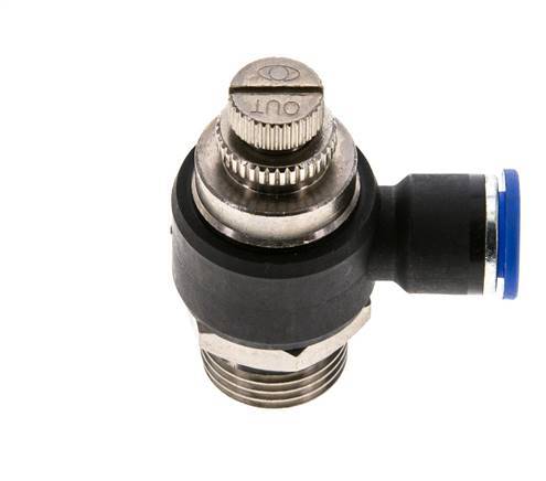 Silenciador de control de flujo Codo de salida de contador 10 mm - G1/2'' Latón/PA 66