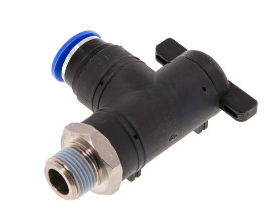 Válvula de bola de codo de 2 vías 12 mm - R3/8'' Plástico/Latón