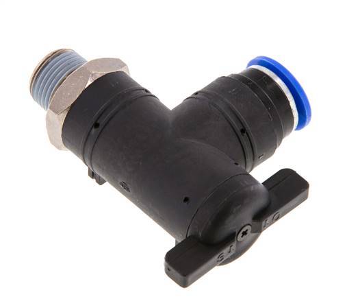 Válvula de bola de codo de 2 vías 12 mm - R3/8'' Plástico/Latón