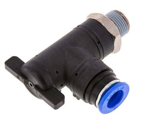 Válvula de bola de codo de 2 vías 12 mm - R3/8'' Plástico/Latón