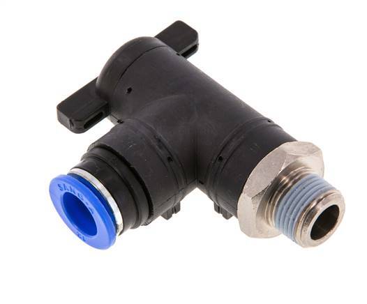 Válvula de bola de codo de 2 vías 12 mm - R3/8'' Plástico/Latón