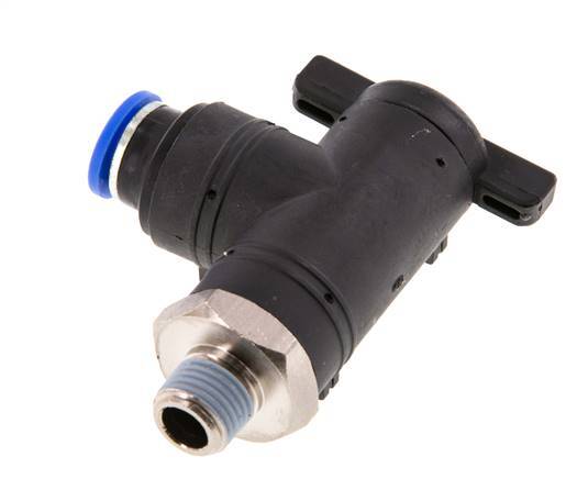 Válvula de bola de codo de 2 vías 10 mm - R1/4'' Plástico/Latón