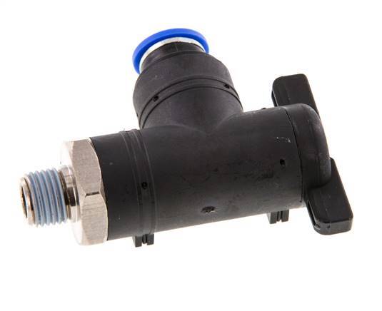 Válvula de bola de codo de 2 vías 10 mm - R1/4'' Plástico/Latón