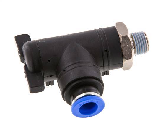 Válvula de bola de codo de 2 vías 10 mm - R1/4'' Plástico/Latón