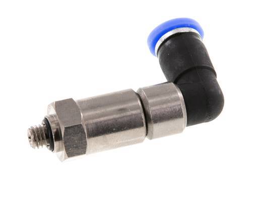Codo de 4 mm y M5 Junta giratoria rápida Rosca Macho Niquelada Latón/PBT NBR Giratorio