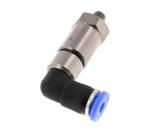 Codo de 4 mm y M5 Junta giratoria rápida Rosca Macho Niquelada Latón/PBT NBR Giratorio